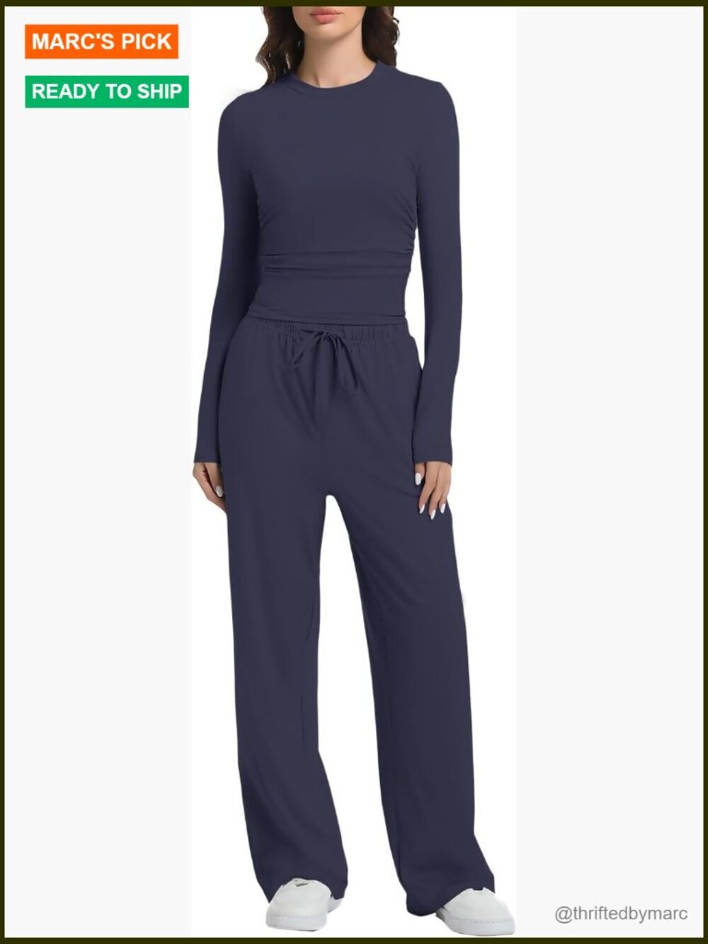 Soft Rayon Long Sleeve Wide Leg Lounge Set Medium Standard Fit